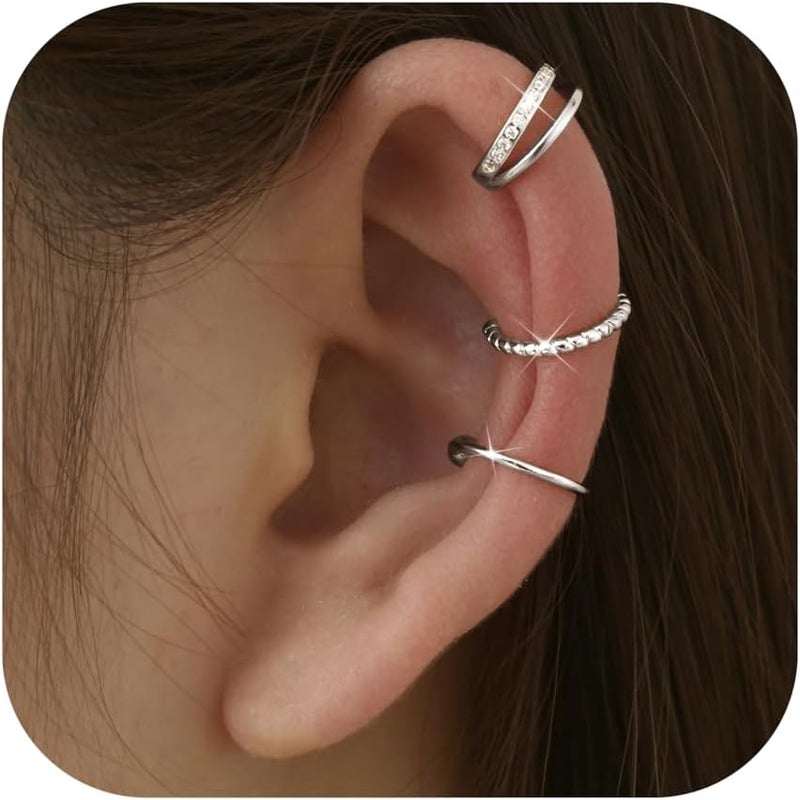 Fansilver 3Pcs Ear Cuff Earrings for Women Non Piercing14K Gold Plated Ear Cuffs Clip on Cartilage Earrings Adjustable Fake Earrings Lightweight - Image 1
